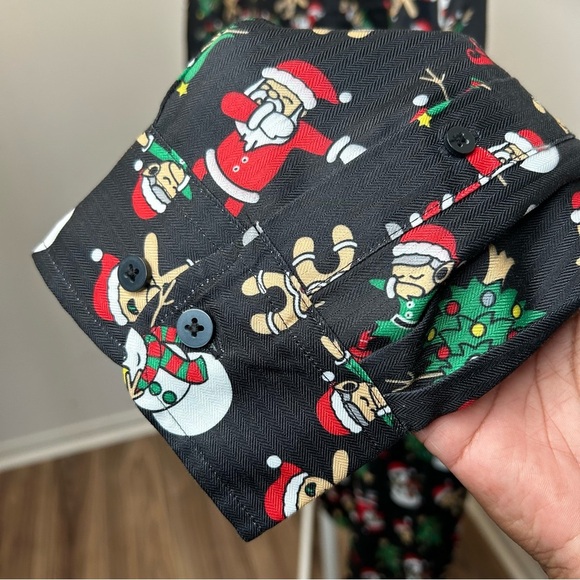 Christmas Button Up Long Sleeve Dress Shirt Santa Snowman Elf George Mens 2XL - Picture 7 of 10